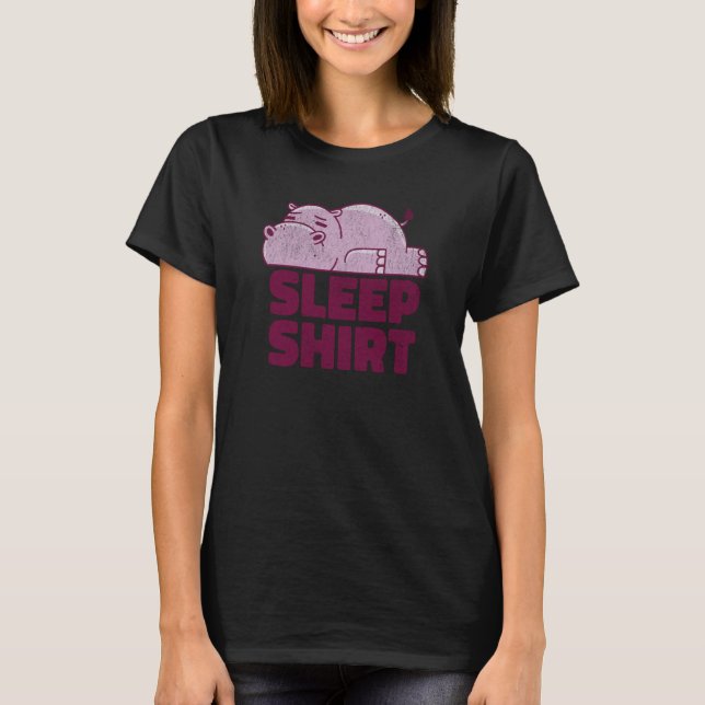 Hippo Sleep Nap Taker Lazy Animal Sarcastic Retro T Shirt (Framsida)