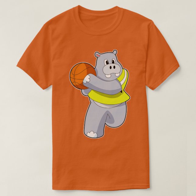 Hippo som basketspelare med basket t shirt (Design framsida)
