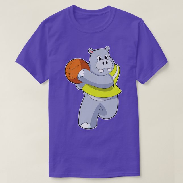 Hippo som basketspelare med basket t shirt (Design framsida)
