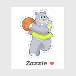 Hippo som basketspelare med Basketball.PNG Klistermärken