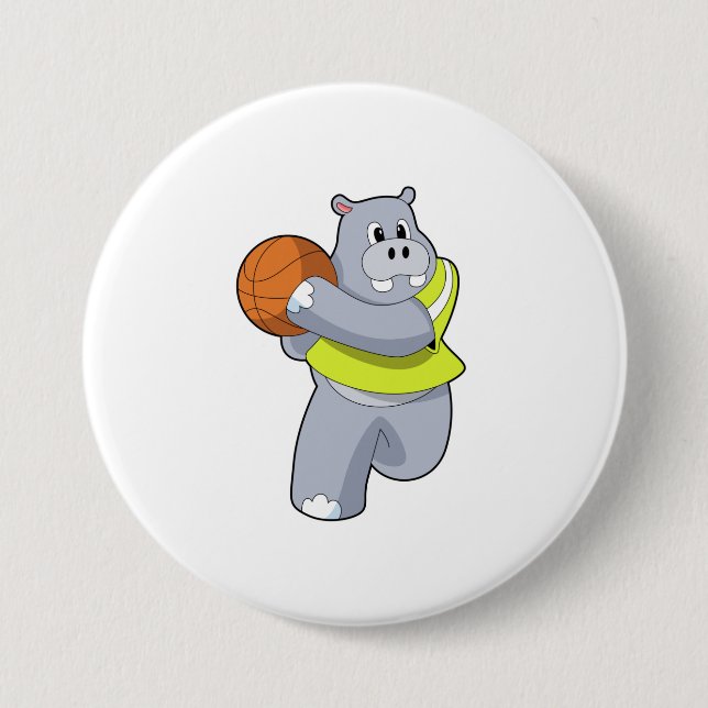 Hippo som basketspelare med Basketball.PNG Knapp (Framsida)