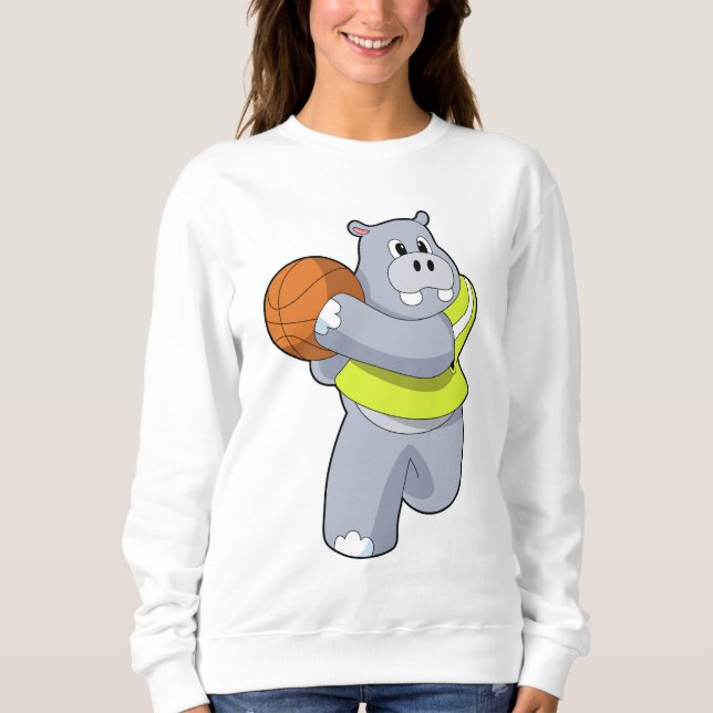 Hippo som basketspelare med Basketball.PNG T Shirt (Framsida)