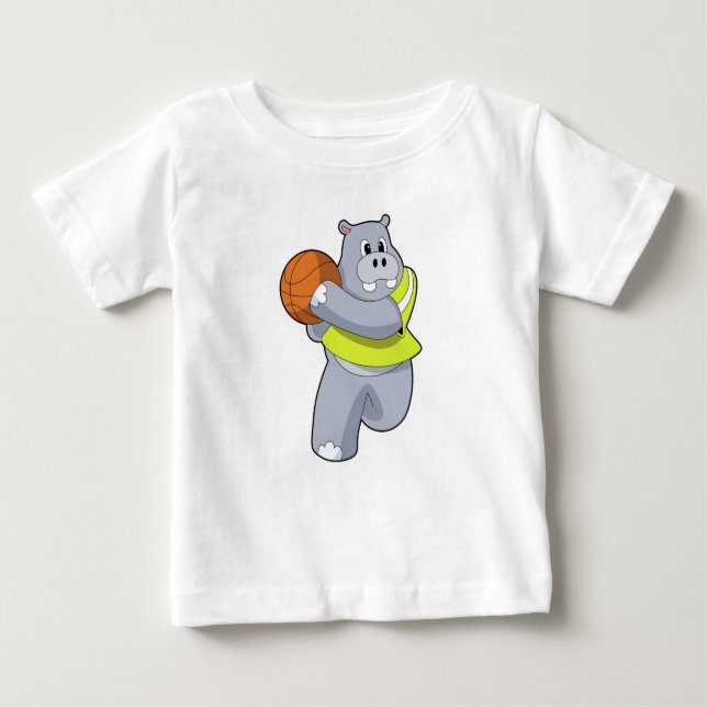 Hippo som basketspelare med Basketball.PNG T Shirt (Framsida)