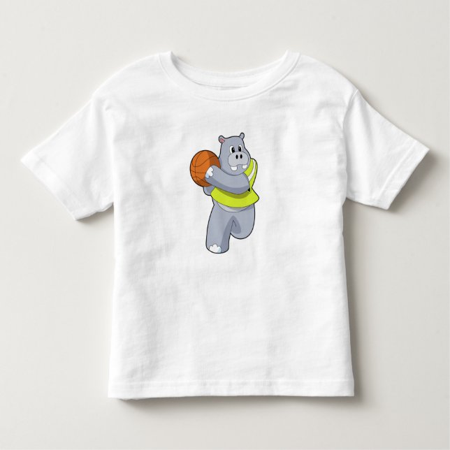 Hippo som basketspelare med Basketball.PNG T Shirt (Framsida)