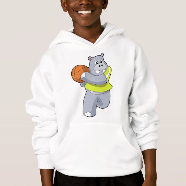 Hippo som basketspelare med Basketball.PNG T Shirt (Framsida)
