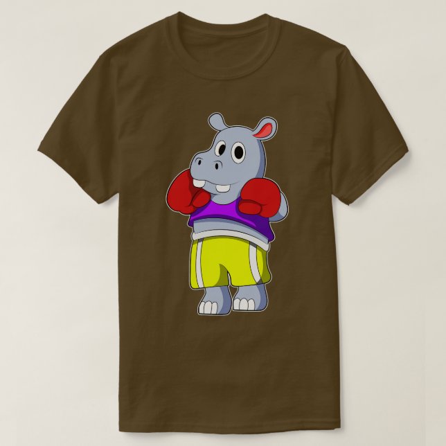 Hippo som Boxer med Boxing handskar T Shirt (Design framsida)