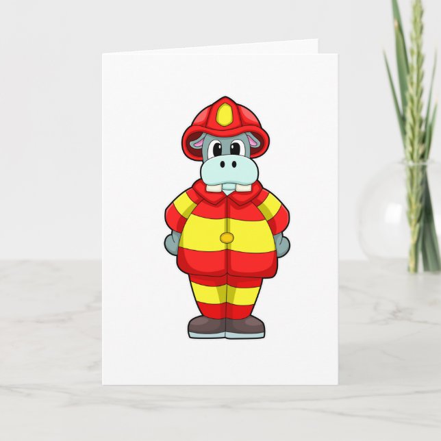 Hippo som brandman vid brandavdelningen med Hat Kort (Framsida)