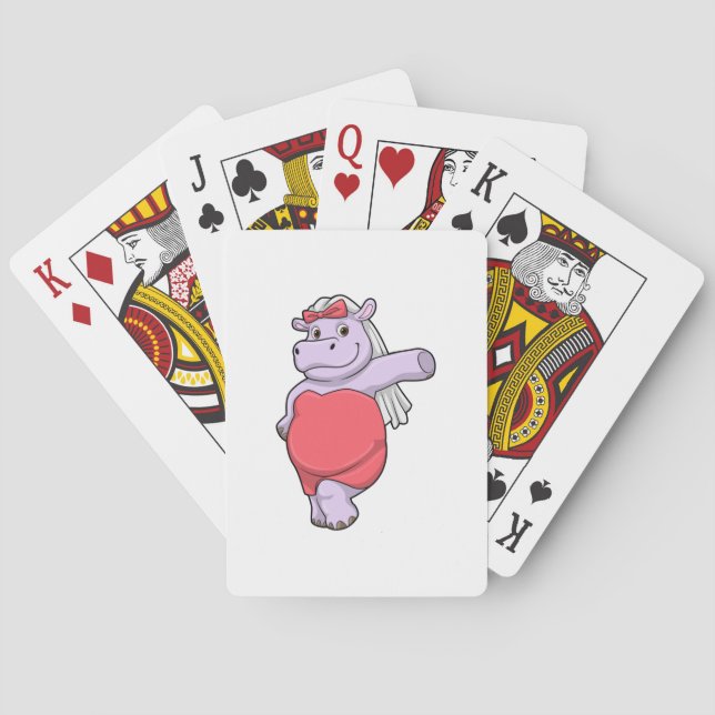 Hippo som Bride med Veil & Bow Casinokort (Baksidan)