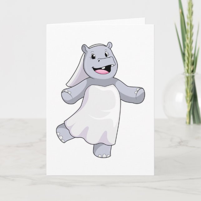 Hippo som Bride med Veil Kort (Framsida)