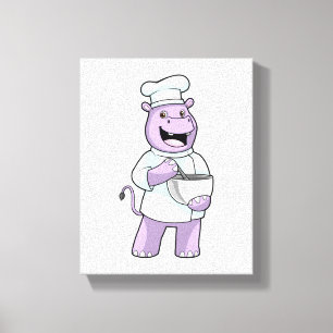 Hippo som Chef med Bowl Canvastryck