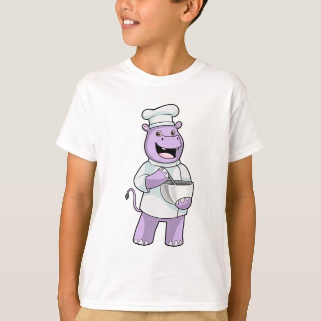 Hippo som Chef med Bowl T Shirt (Framsida)
