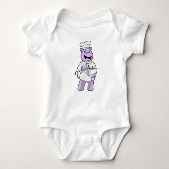 Hippo som Chef med Bowl T Shirt (Framsida)