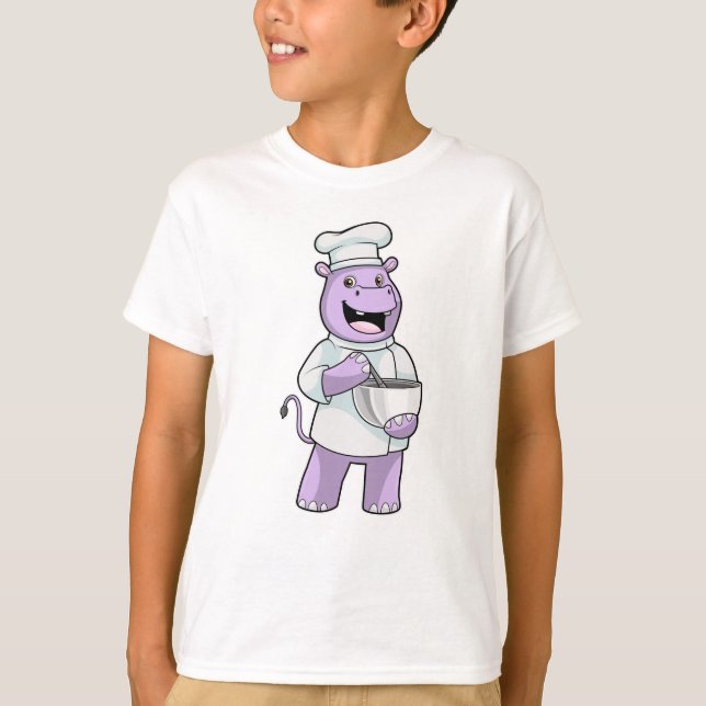 Hippo som Chef med Bowl T Shirt (Framsida)