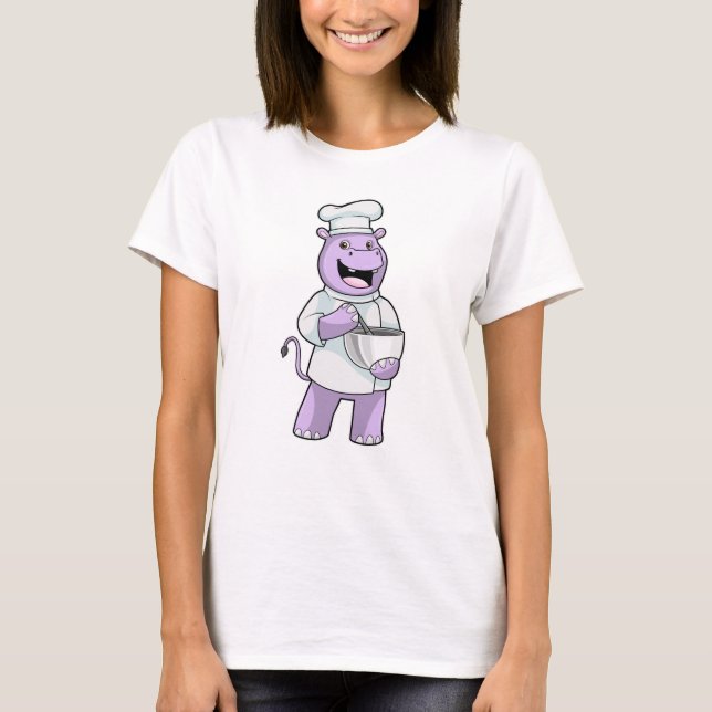 Hippo som Chef med Bowl T Shirt (Framsida)