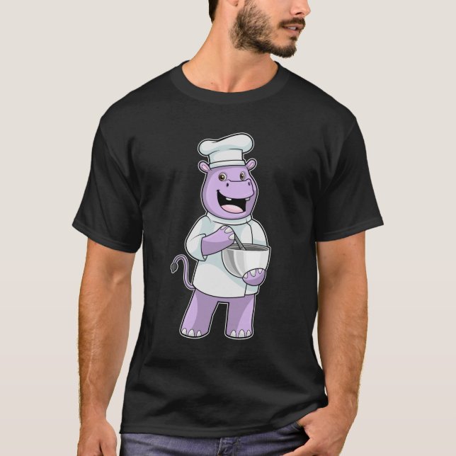 Hippo som Chef med Bowl T Shirt (Framsida)