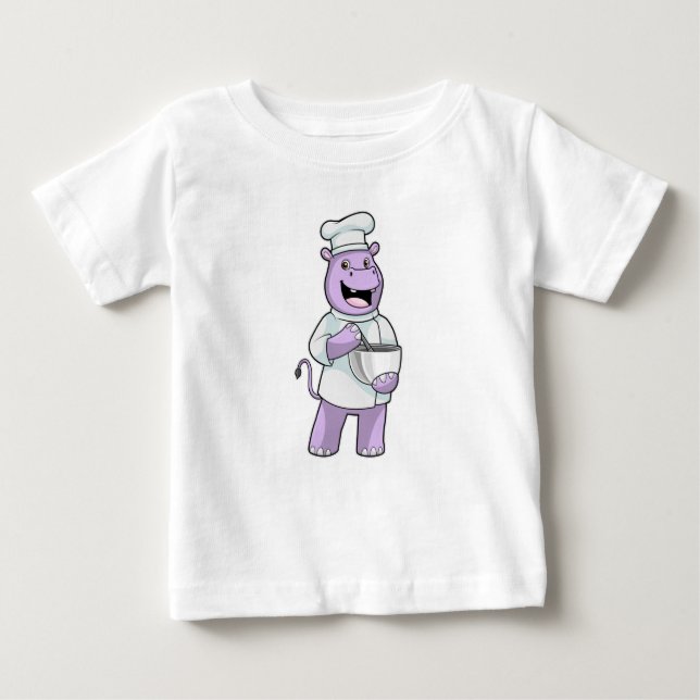 Hippo som Chef med Bowl T Shirt (Framsida)