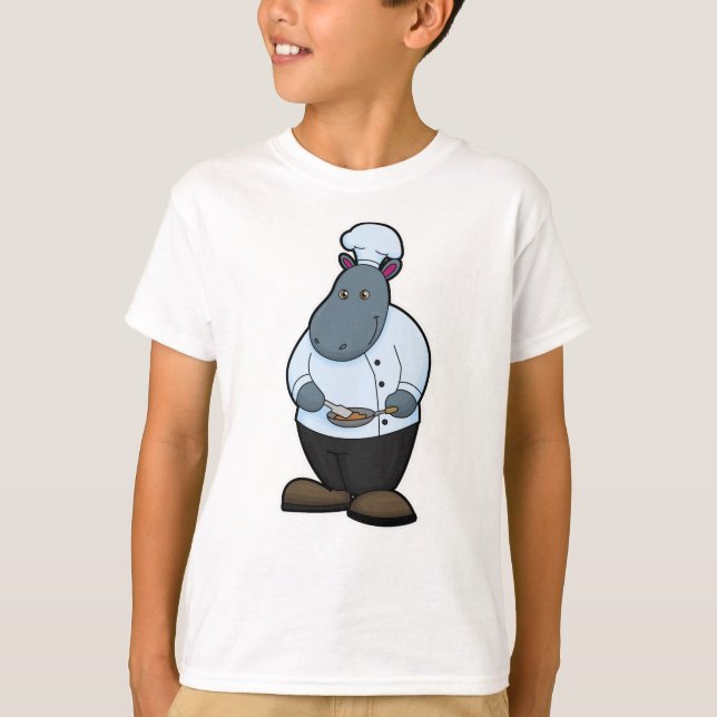 Hippo som Cook med Pan T Shirt (Framsida)