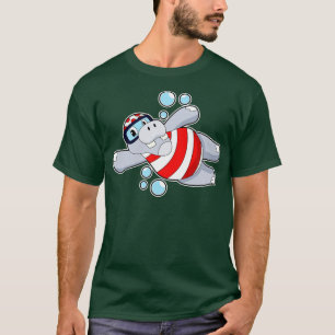 Hippo som diver med simmande gel t shirt