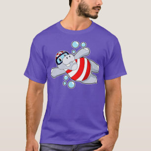 Hippo som diver med simmande gel t shirt