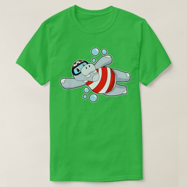 Hippo som Diver med simmande glasögon T Shirt (Design framsida)