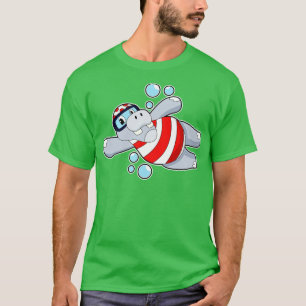 Hippo som Diver med simmande glasögon T Shirt
