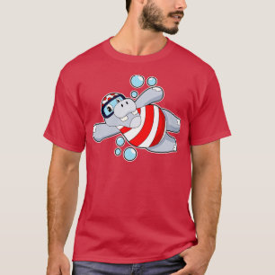 Hippo som Diver med simmande glasögon T Shirt