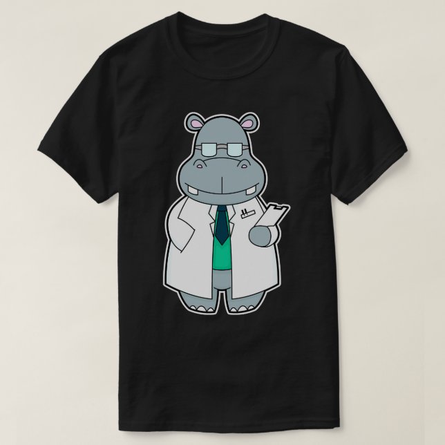 Hippo som Doktor med Smock T Shirt (Design framsida)