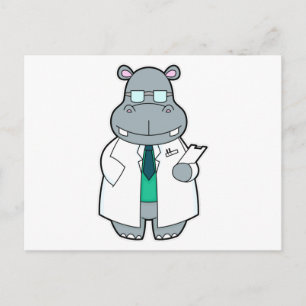 Hippo som Doktor med Smock Vykort