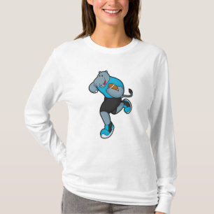 Hippo som fotbollsspelare i fotbollsmatchen t shirt