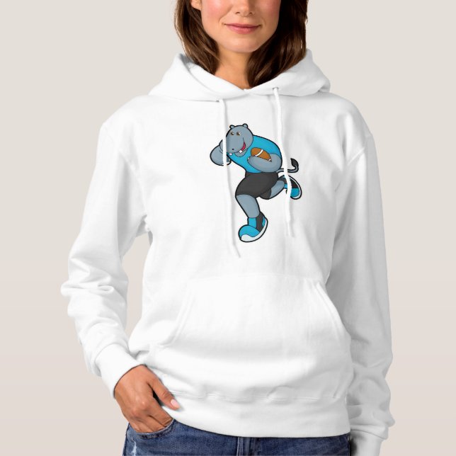 Hippo som fotbollsspelare i fotbollsmatchen t shirt (Framsida)