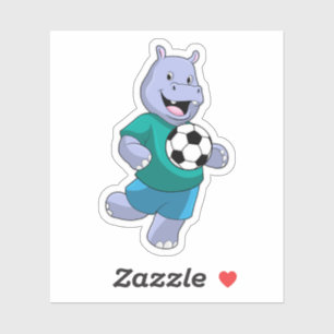 Hippo som fotbollsspelare med fotboll klistermärken