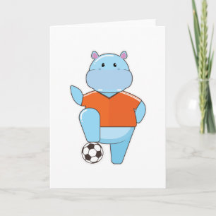 Hippo som fotbollsspelare med fotboll kort