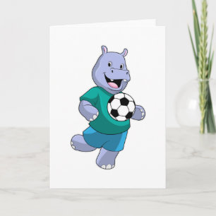 Hippo som fotbollsspelare med fotboll kort
