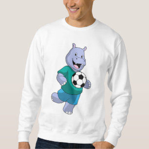 Hippo som fotbollsspelare med fotboll lång ärmad tröja