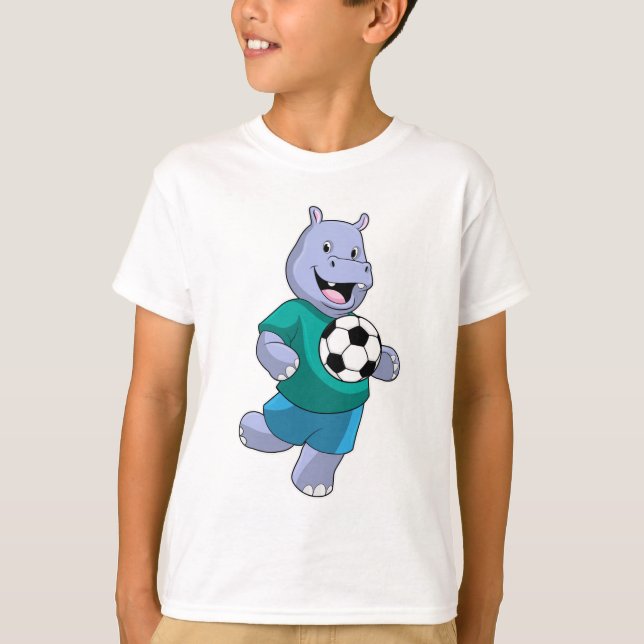 Hippo som fotbollsspelare med fotboll t shirt (Framsida)