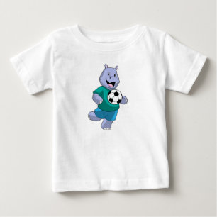 Hippo som fotbollsspelare med fotboll t shirt