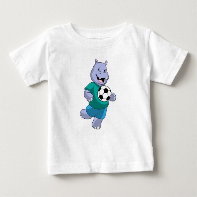 Hippo som fotbollsspelare med fotboll t shirt (Framsida)