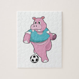 Hippo som fotbollsspelare med scen.PNG Pussel