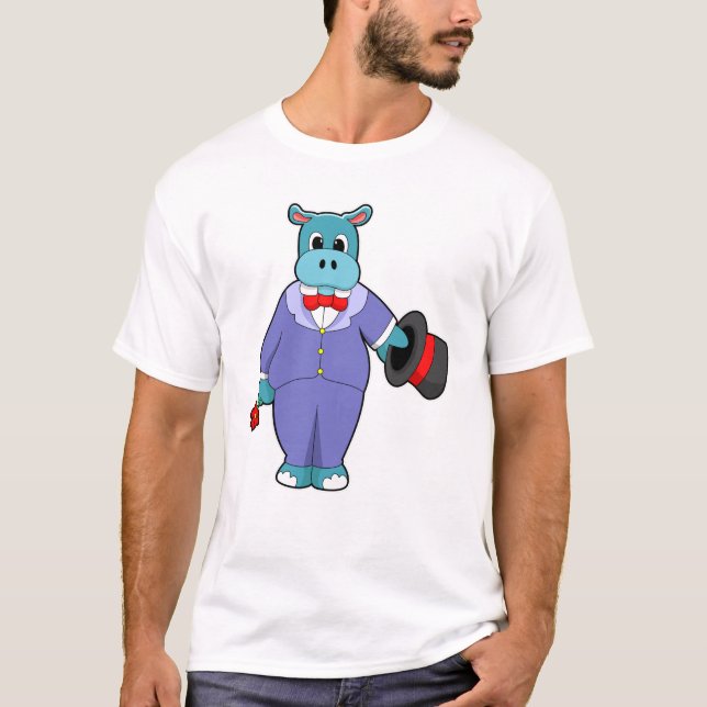 Hippo som Groom med Kostym och Ro T Shirt (Framsida)