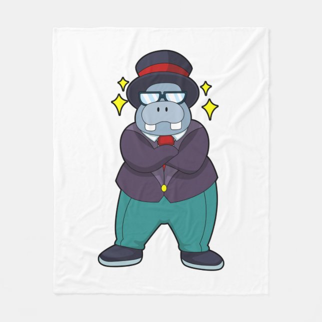 Hippo som Groom med Kostym.PNG Fleecefilt (Framsidan)