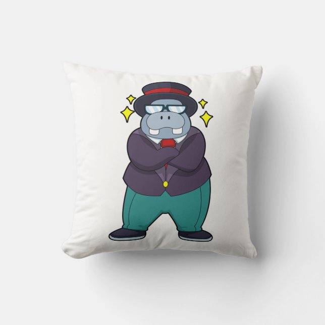 Hippo som Groom med Kostym.PNG Kudde (Framsida)