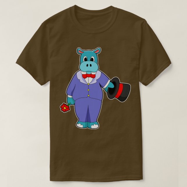 Hippo som Groom med Kostym Ro T Shirt (Design framsida)