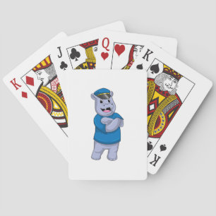 Hippo som polis med polishatt casinokort
