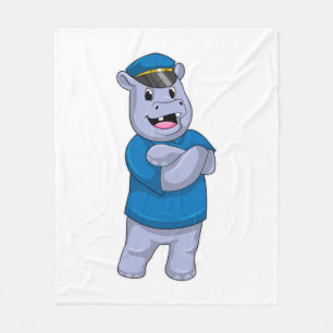 Hippo som polis med polishatt fleecefilt