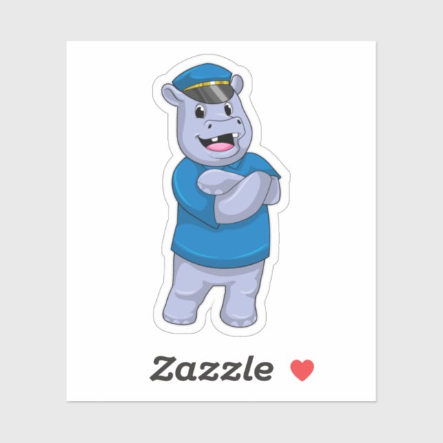 Hippo som polis med polishatt klistermärken (Ark)