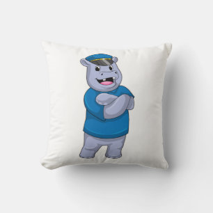 Hippo som polis med polishatt kudde
