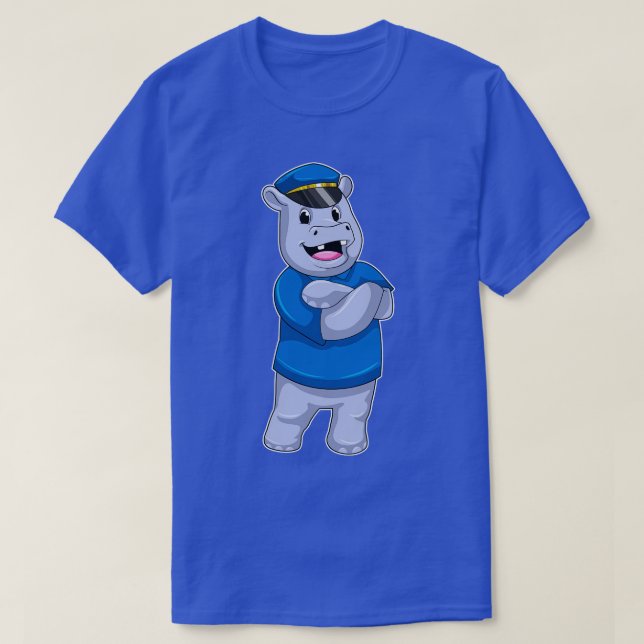 Hippo som polis med polishatt t shirt (Design framsida)
