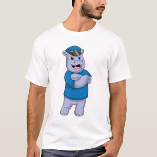 Hippo som polis med polishatt t shirt