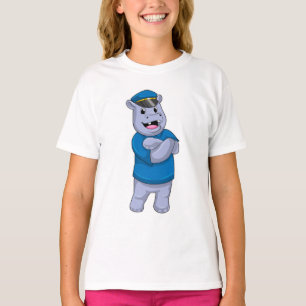 Hippo som polis med polishatt t shirt