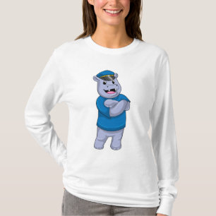 Hippo som polis med polishatt t shirt